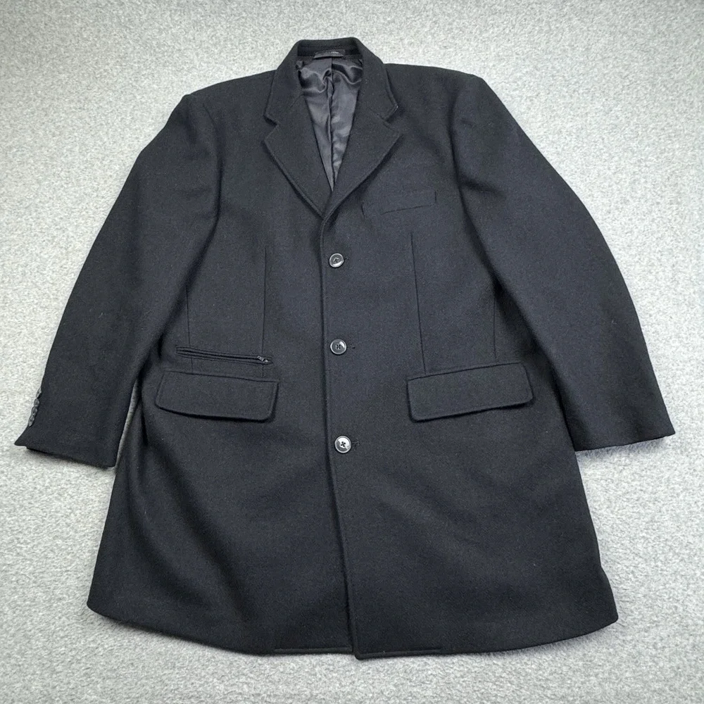 Calvin Klein Wool Blend‎ Overcoat Mens 48R Herringbone Long Coat Preppy Business